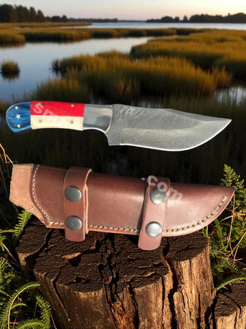 Texas Flag Handle Skinner Hunter Knife
