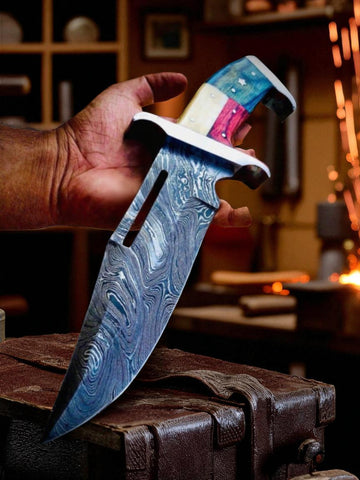 Texas Flag Handle Rambo Bowie Knife