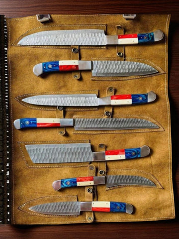 Texas Flag Handles BBQ/Chef/Kitchen Knife Set