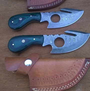 Hand Made Gut Hook Skinning Knife Pair