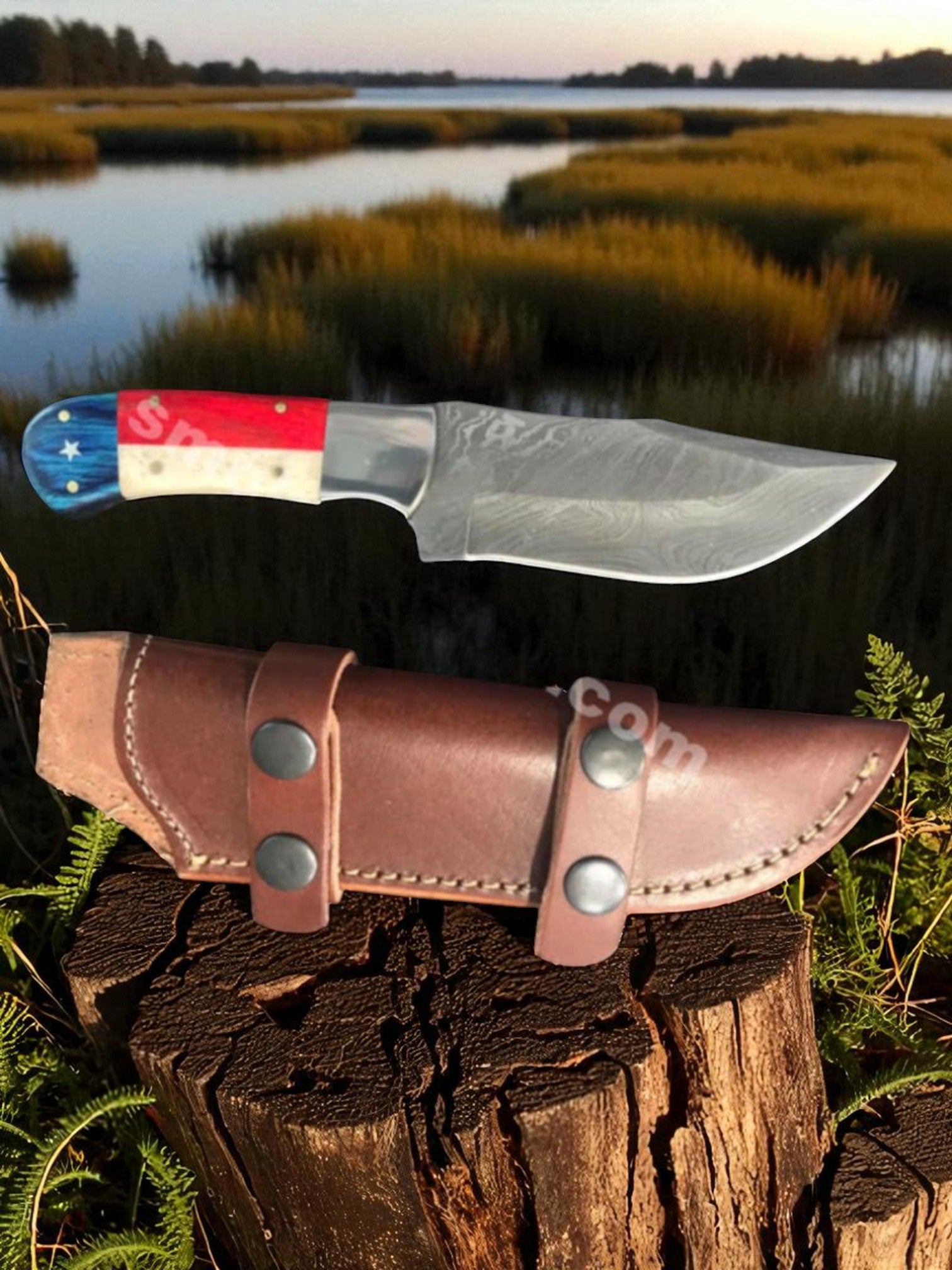 Texas Flag Handle Skinner Hunter Knife