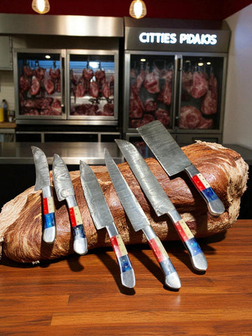 Texas Flag Handles BBQ/Chef/Kitchen Knife Set