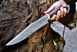 Handmade Damascus Bowie Hunting Jungle Knife