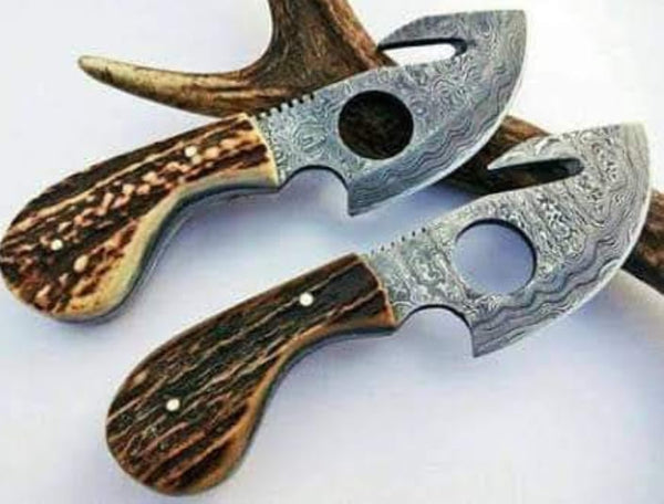 Hand Made Gut Hook Skinning Knife Pair