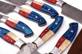 Handmade Texas Flag Handles BBQ/Chef/Kitchen Knife Set