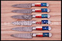 Hand Made Texas Flag Handles Steaks Knives Set