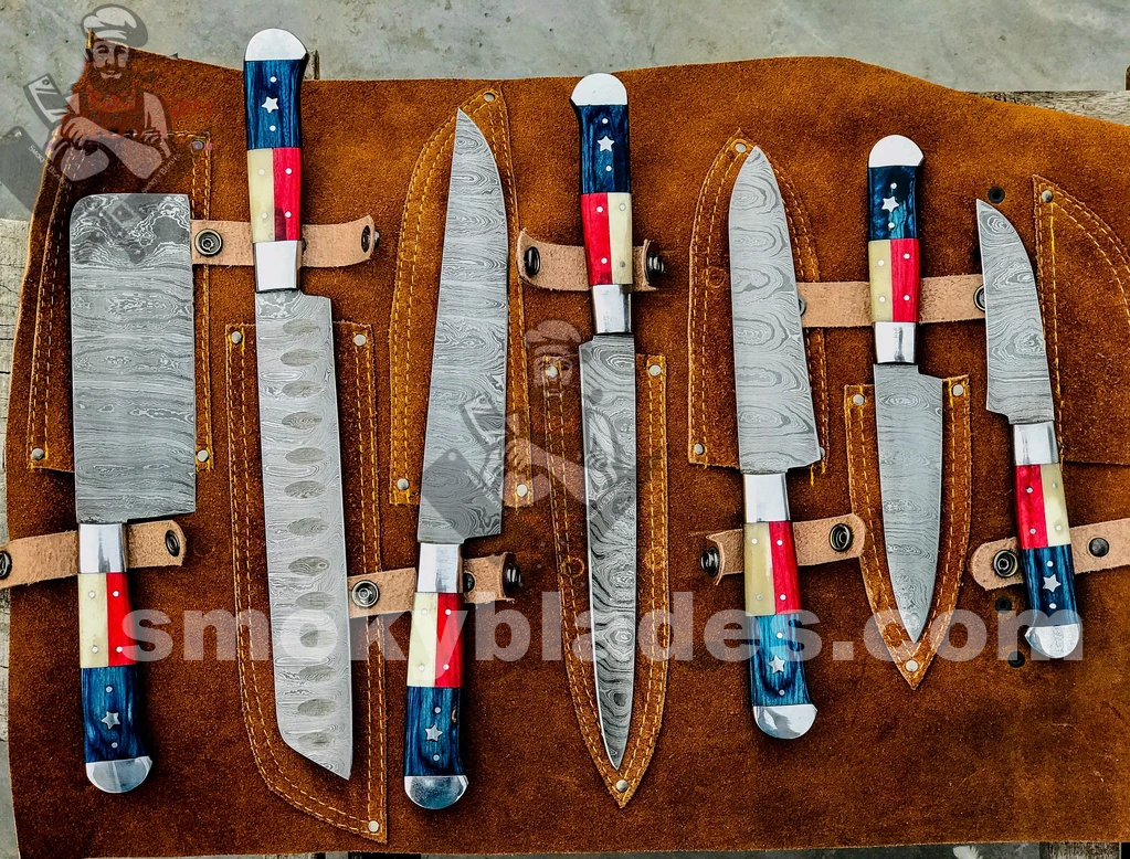 Texas Flag Handles BBQ/Chef/Kitchen Knife Set