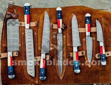 Texas Flag Handles BBQ/Chef/Kitchen Knife Set